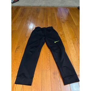 Nike Dri-FIT Kids Joggers Black Lime Green Swoosh Athletic Pants Size L Large